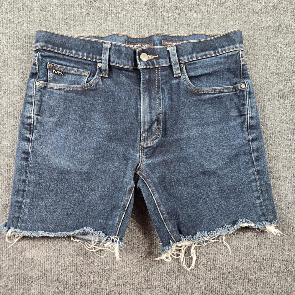 Michael Kors Denim Shorts Womens 32 Blue  Frayed Hem Dark Wash